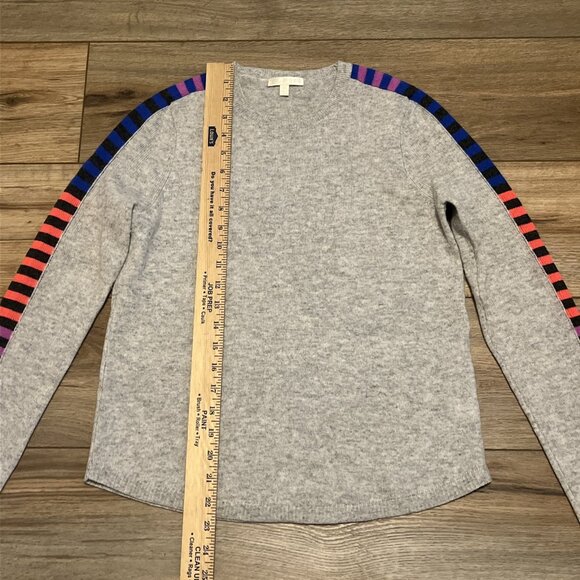 Lisa Todd Crewneck Sweater SZ XS Gray Multi Stripe Wool Cashmere Blend - Picture 3 of 11